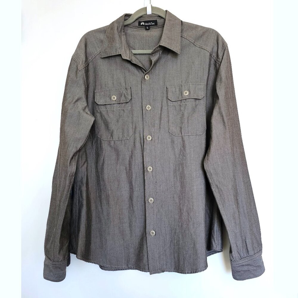 ArchiTec Glenbrook Merino & Organic Cotton Blend Button Up Shirt L Grey